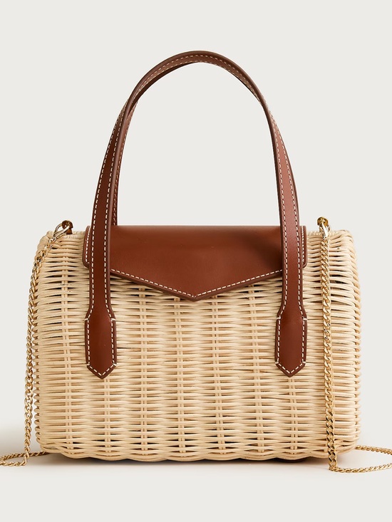 J. Crew Handbags - Small rattan top-handle bag